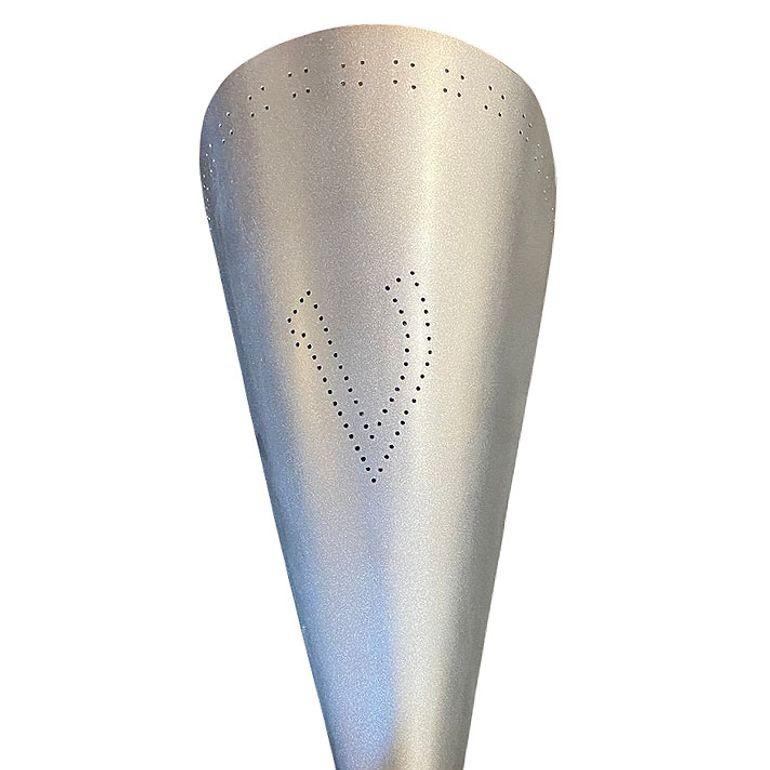 Mid-century Googie Modern Brushed Aluminum Torchiere Wall Sconce, 4 Available In Excellent Condition For Sale In Van Nuys, CA