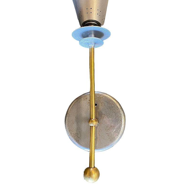 Mid-20th Century Mid-century Googie Modern Brushed Aluminum Torchiere Wall Sconce, 4 Available For Sale