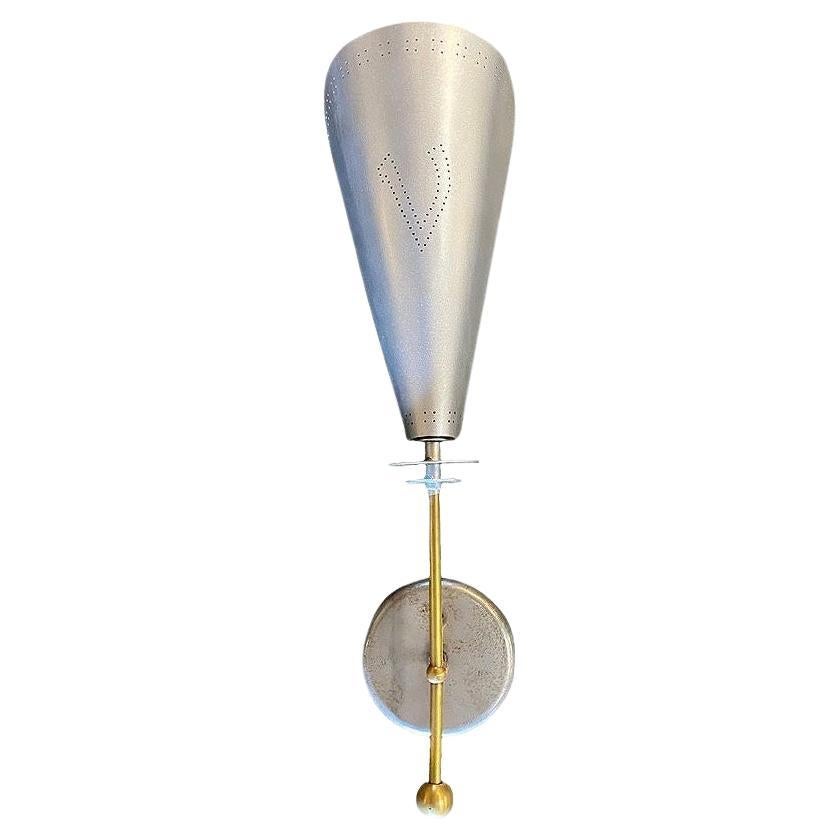 Mid-century Googie Modern Brushed Aluminum Torchiere Wall Sconce, 4 Available For Sale