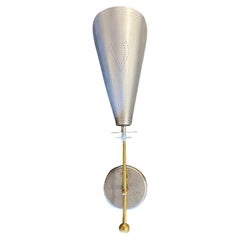 Torchiere da parete in alluminio spazzolato, stile Mid-Century Modern