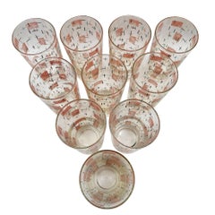 Mid-Century Googie Print Atomic & Starbursts Midmod Cocktail Glass, Set of 10