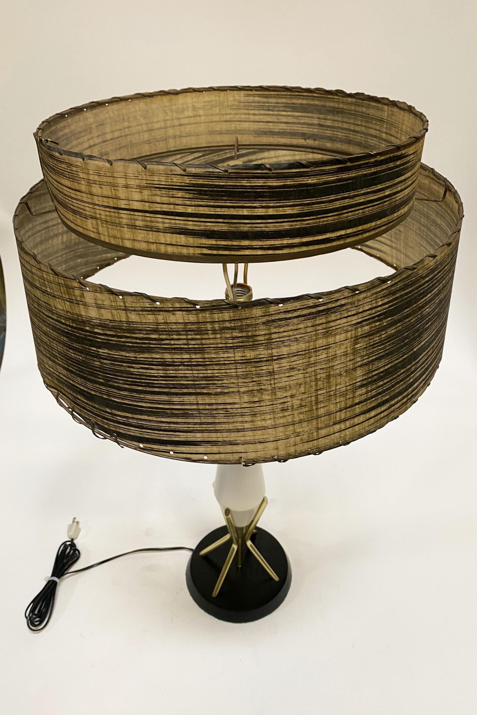 American Mid Century Googie Table Lamp W/ Spun Fiberglass Shade