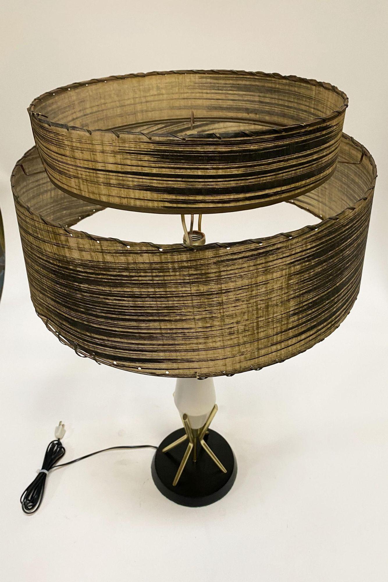 Mid-Century Modern Mid Century Googie Table Lamp W/ Spun Fiberglass Shade For Sale