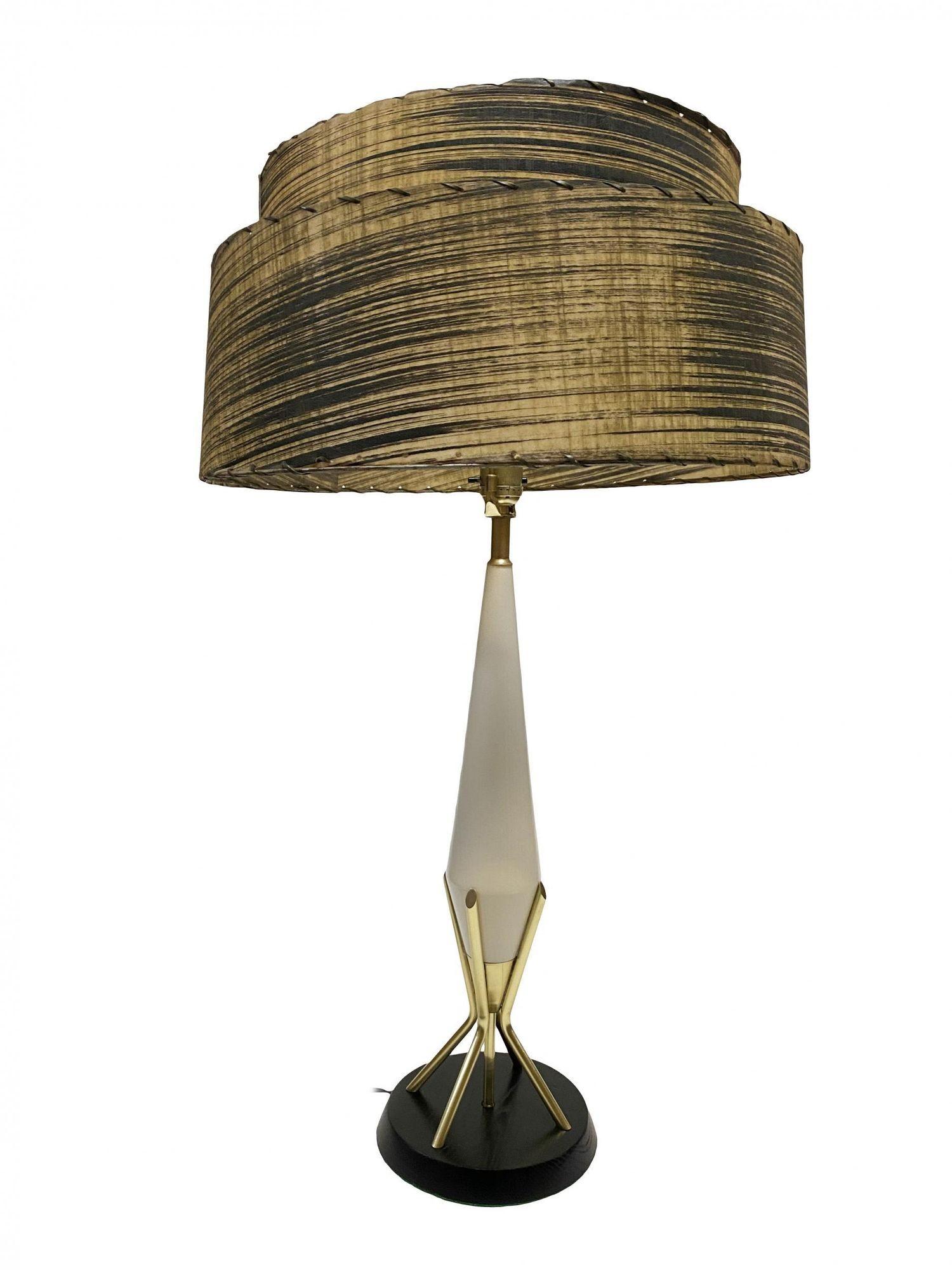 American Mid Century Googie Table Lamp W/ Spun Fiberglass Shade For Sale