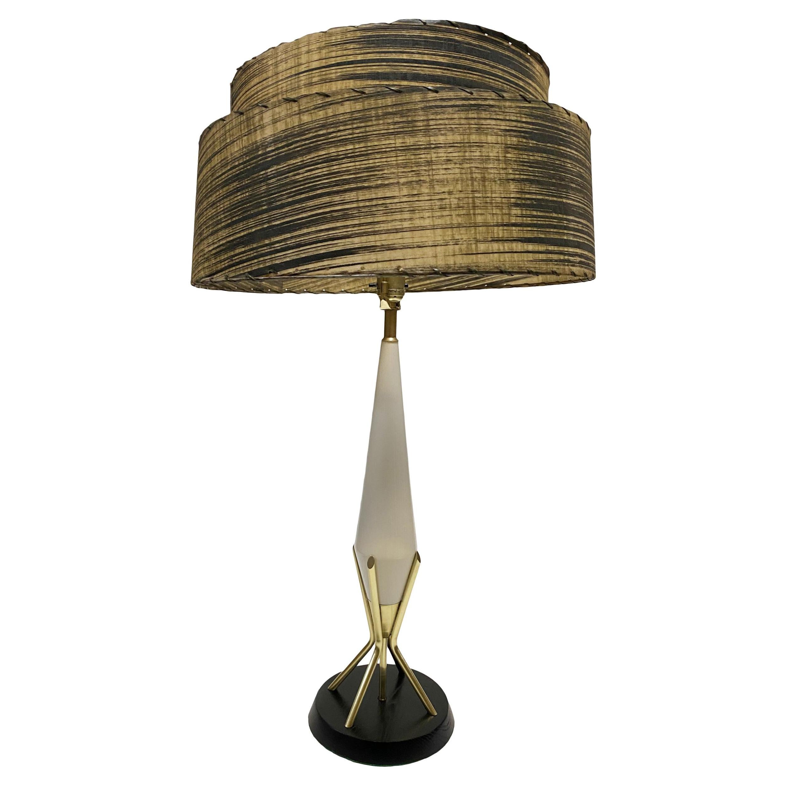 Mid Century Googie Table Lamp W/ Spun Fiberglass Shade