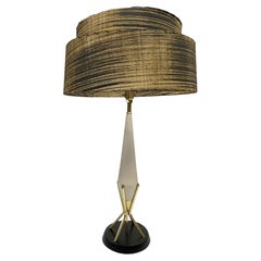 Lampe de table Googie du milieu du siècle avec abat-jour en fibre de verre filé