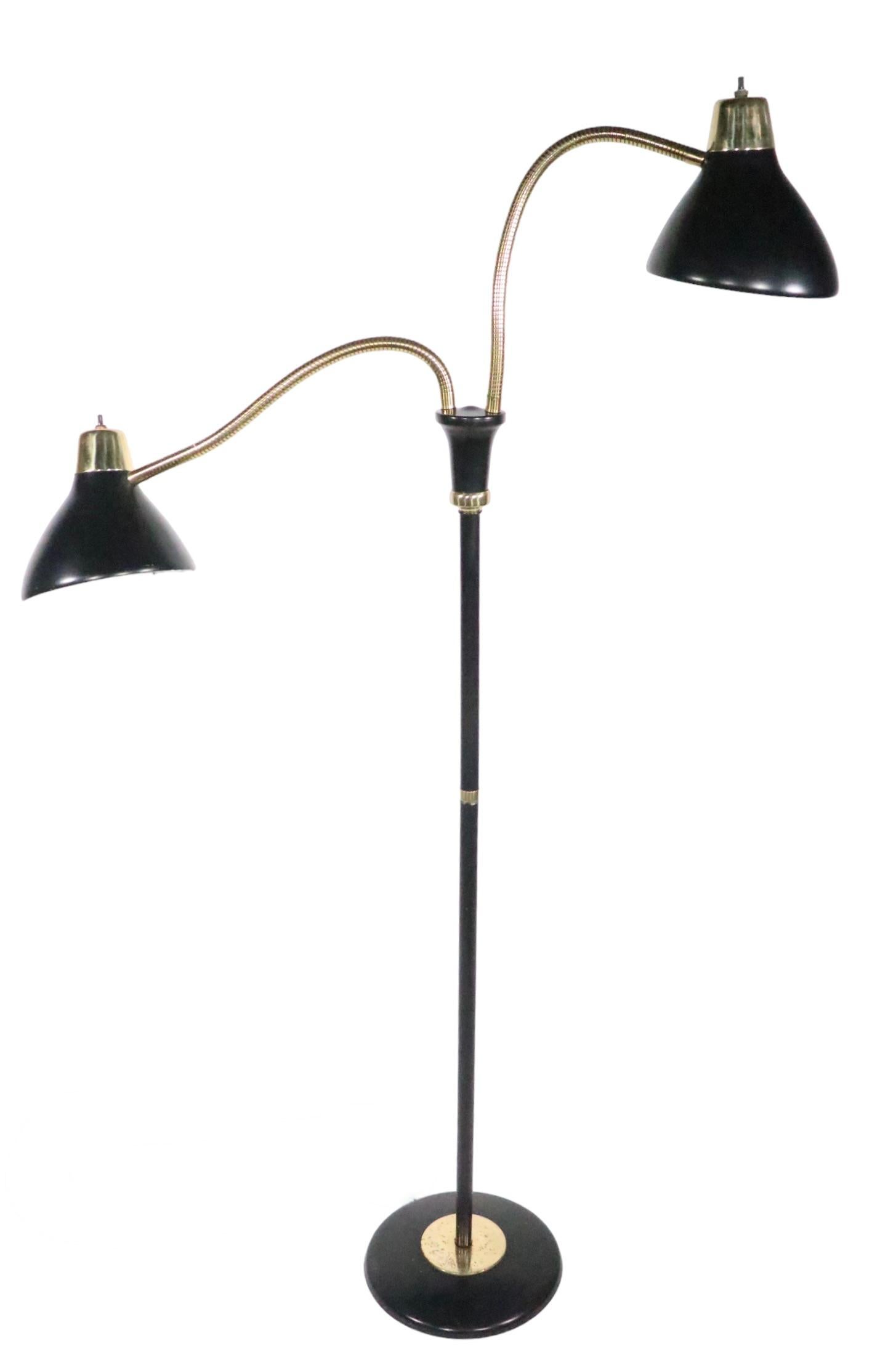 20th Century Mid Century  Gooseneck Floor Lamp by Thurston for Lightolier c 1950/1960's