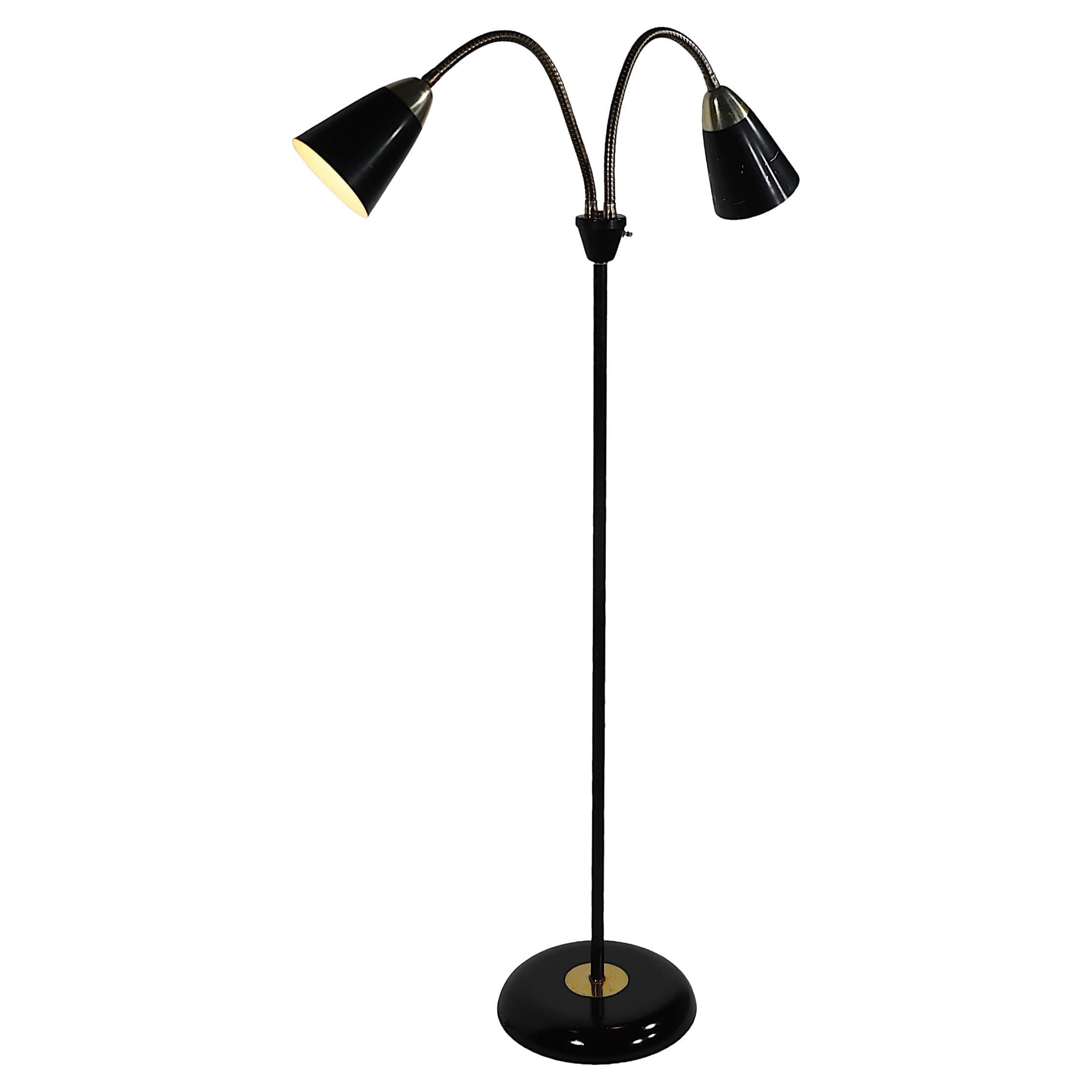 Mid Century Gooseneck Floor Lamp by Thurston for Lightolier  For Sale
