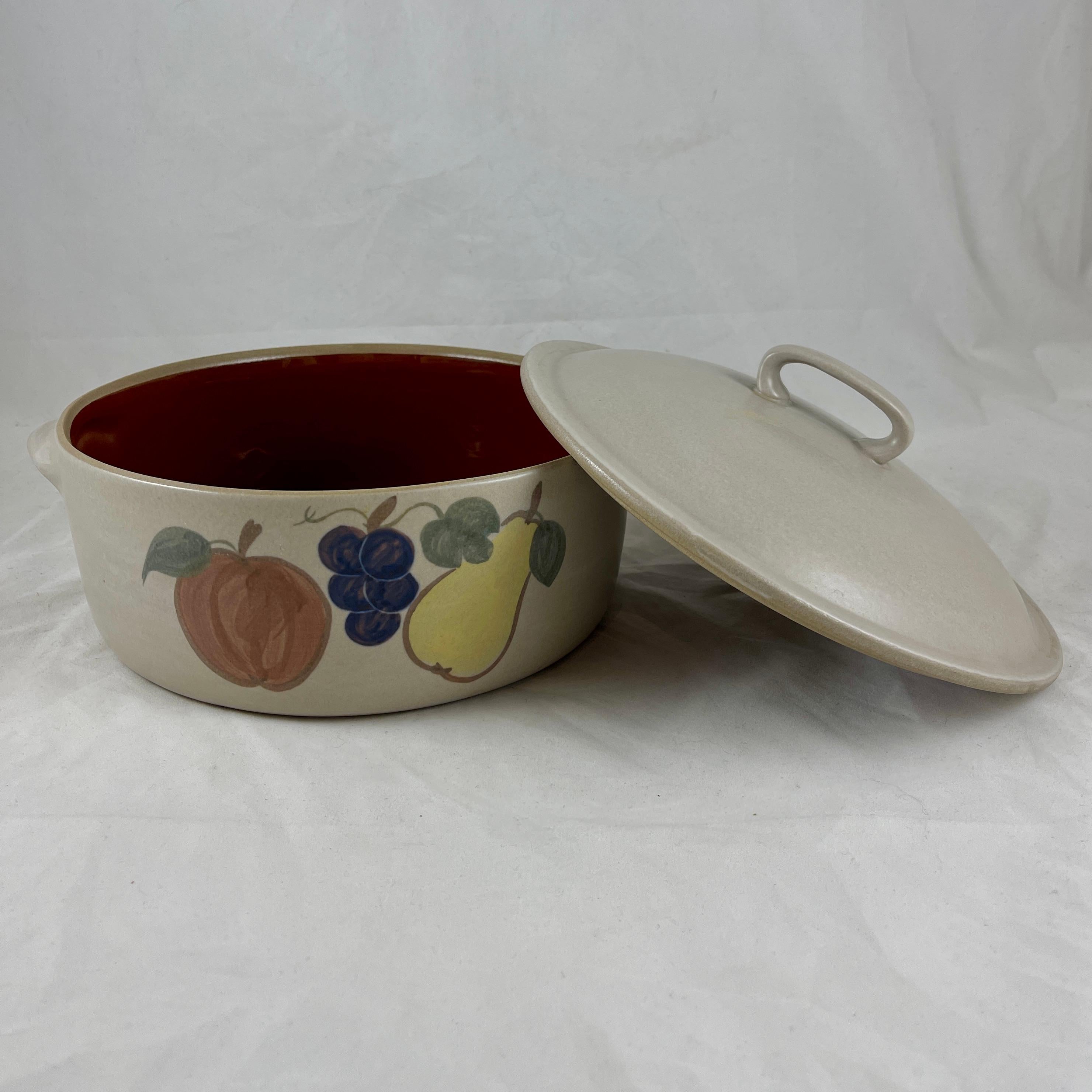 Glazed Mid-Century Goss Chatham Pottery Country Harvest Stoneware Dutch Oven Casserole