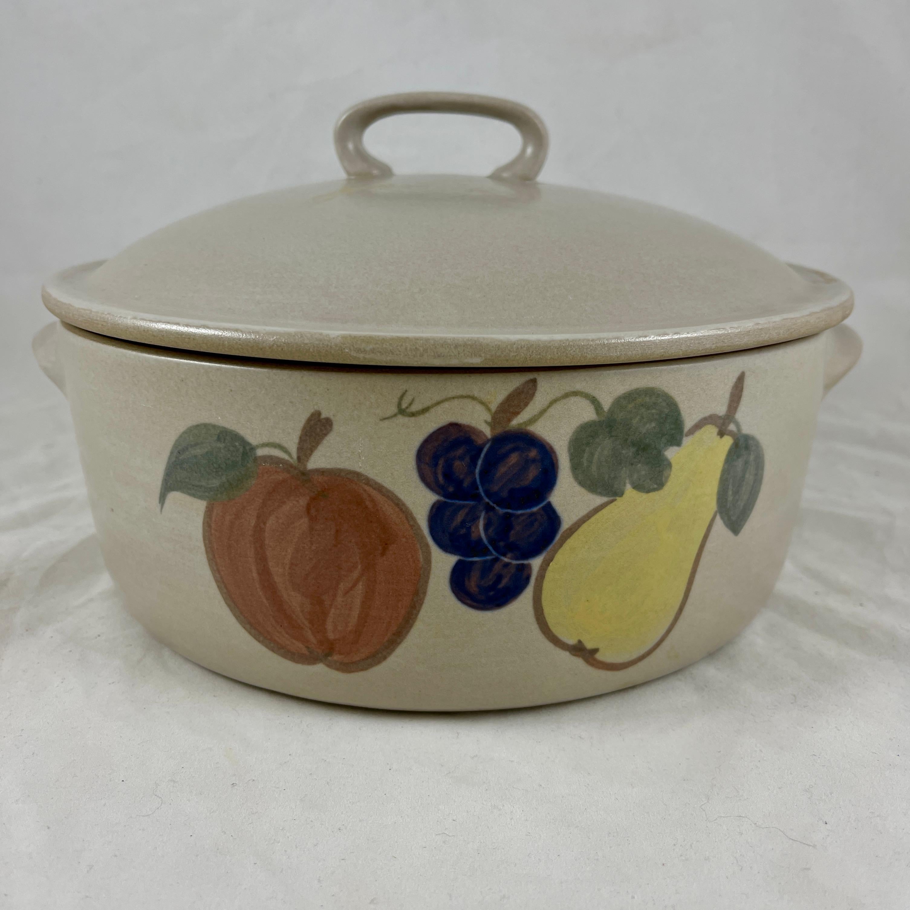 Mid-Century Goss Chatham Pottery Country Harvest Stoneware Dutch Oven Casserole 2