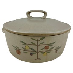 Vintage Mid-Century Goss Chatham Pottery Tree of Life Stoneware Dutch Oven Casserole