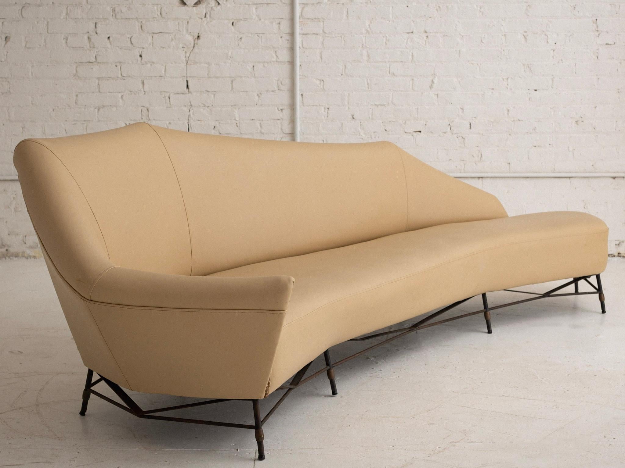 Mid Century Gothic Style French Chaise Sofa For Sale 2