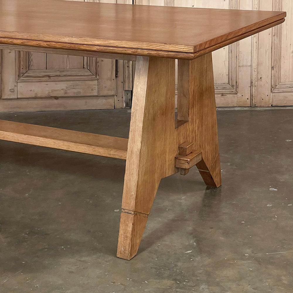 Mid-Century Grand Neogothic Rustic Draw Leaf Dining Table by DeCoene For Sale 4