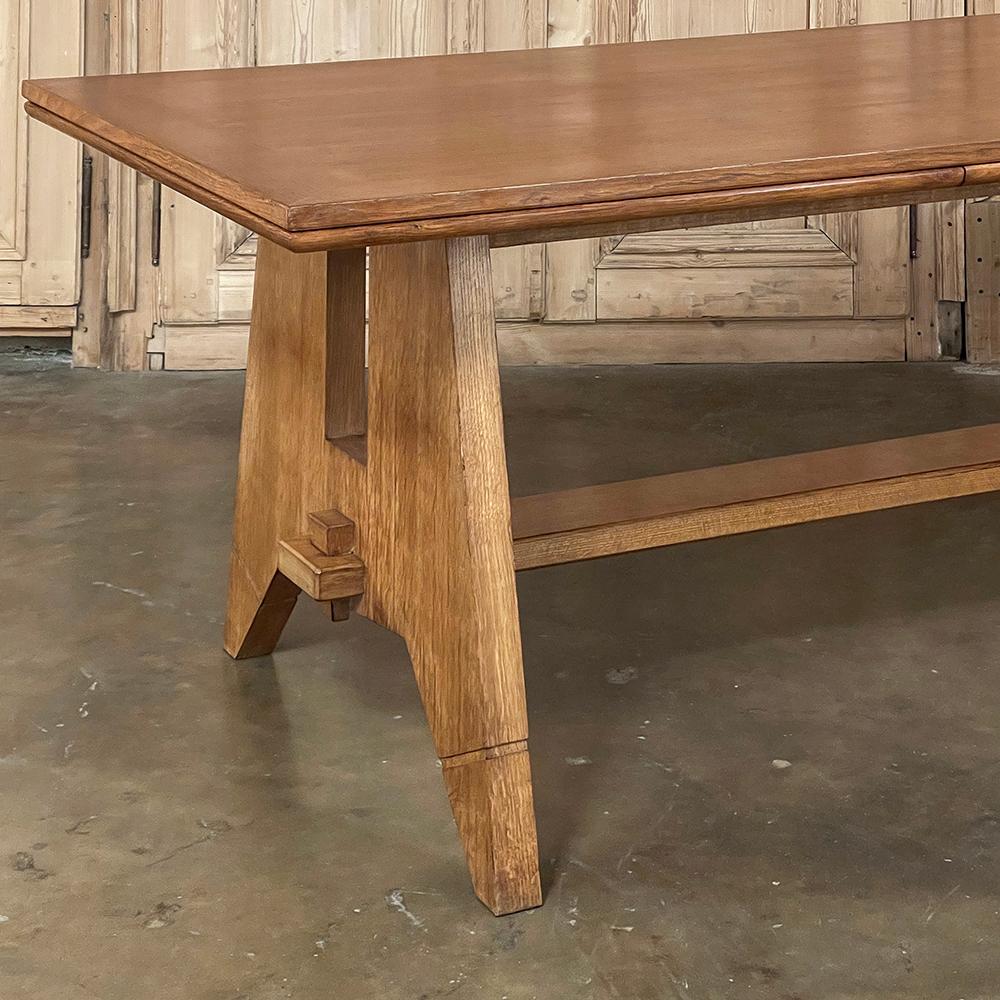 Mid-Century Grand Neogothic Rustic Draw Leaf Dining Table by DeCoene For Sale 7