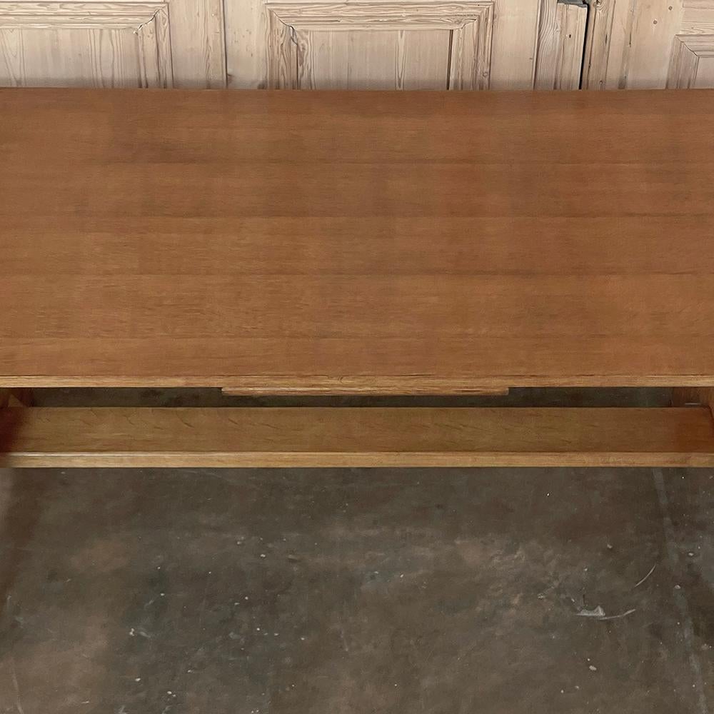 20th Century Mid-Century Grand Neogothic Rustic Draw Leaf Dining Table by DeCoene For Sale