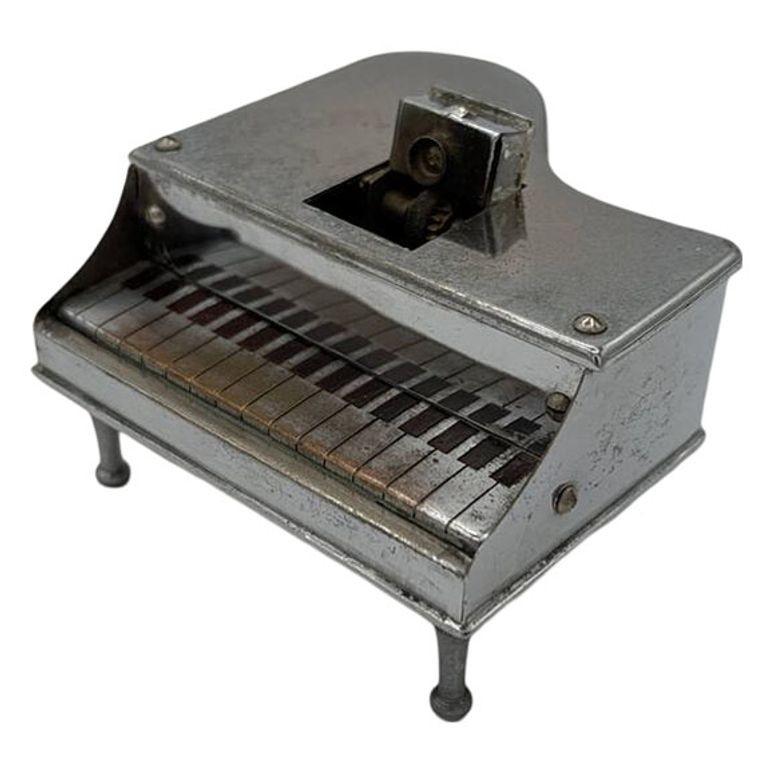 Mid-Century Modern Mid Century Grand Piano Chrome Table Lighter, Made in Japan