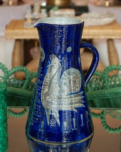 Mid Century Grand Scale Salt Glazed Jug with Rooster Motif by Wim Mühlendyck