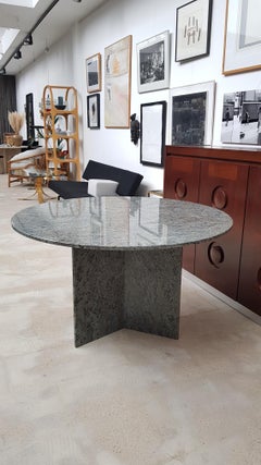 Midcentury Granite Round Dining Table, 1980s