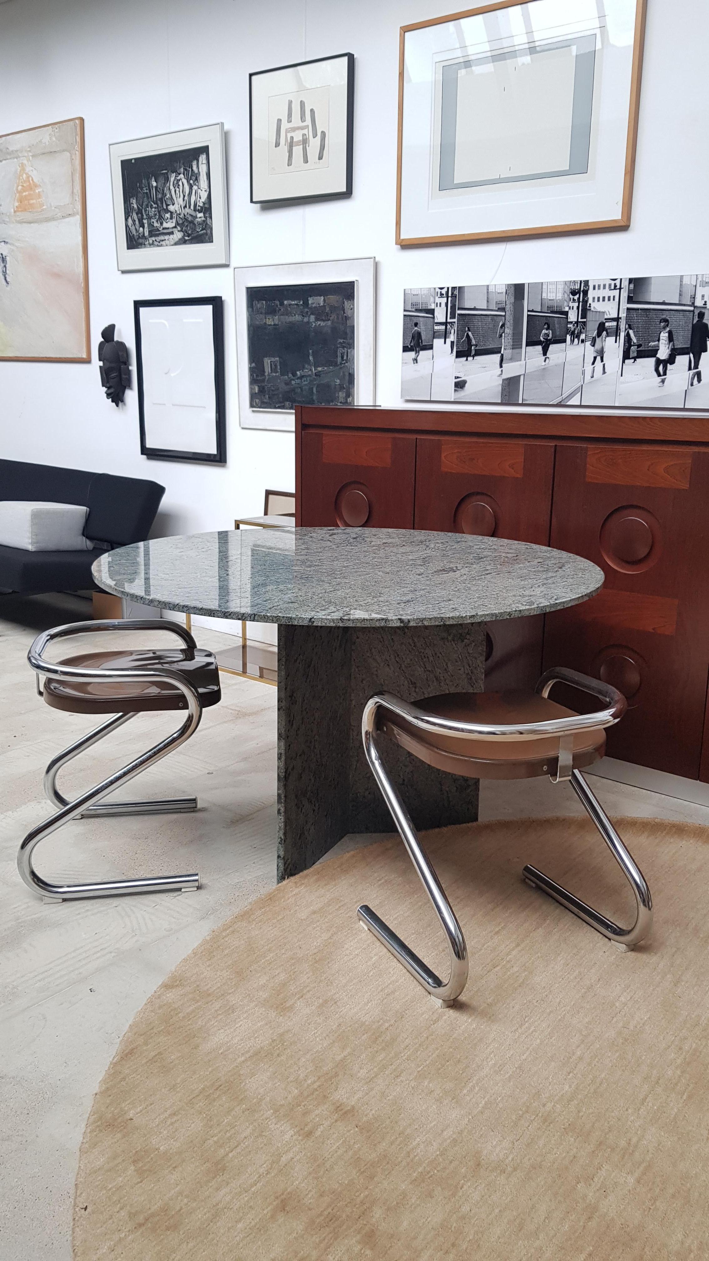 Mid-Century Modern Midcentury Granite Round Dining Table, 1980s