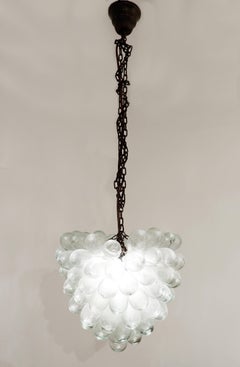Midcentury Grape Bunch Hanging Lamp in Glass, 1970s, 2 Pairs Available