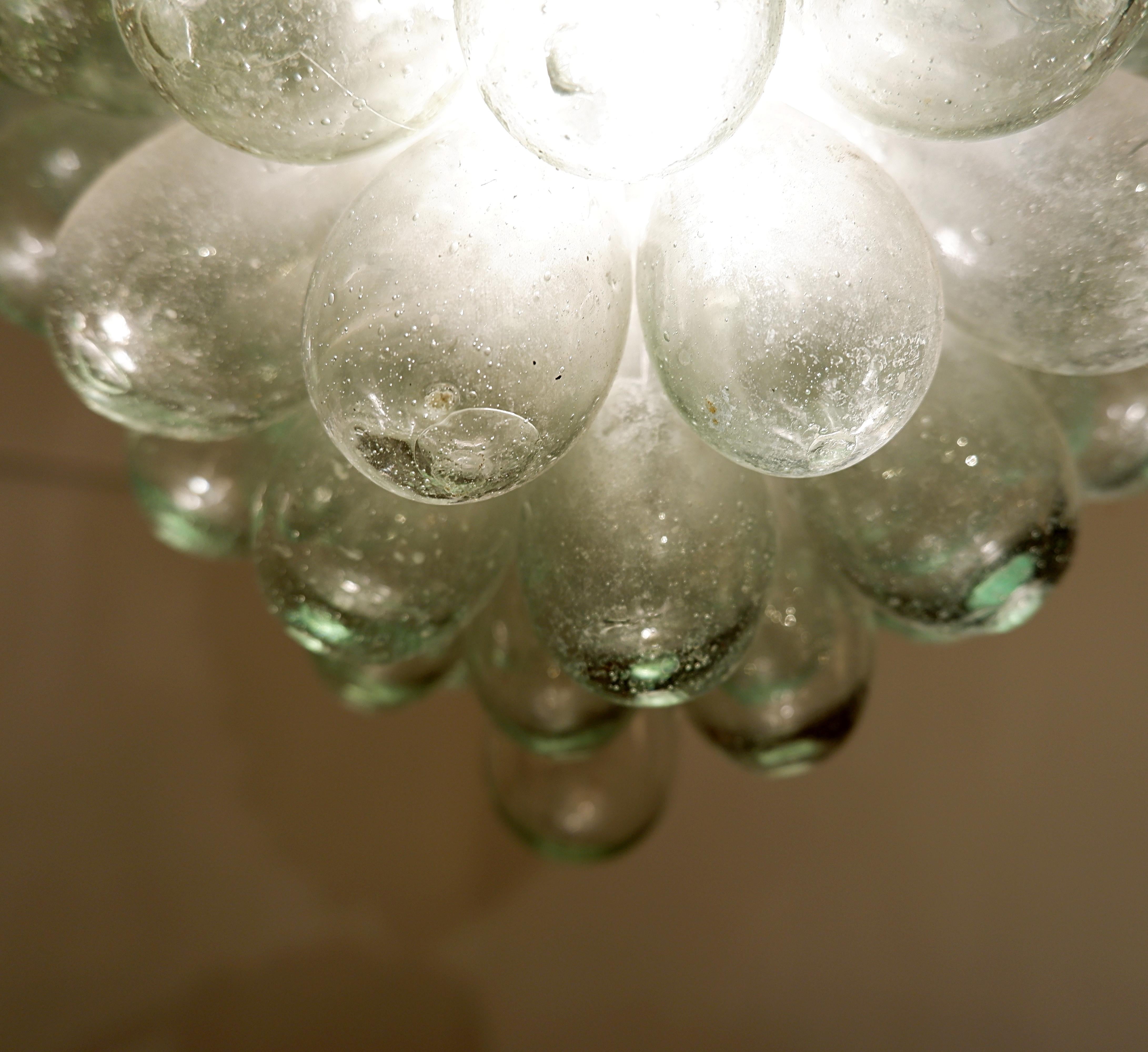 European Midcentury Grape Bunch Hanging Lamp in Glass, 1970s, 2 Pairs Available