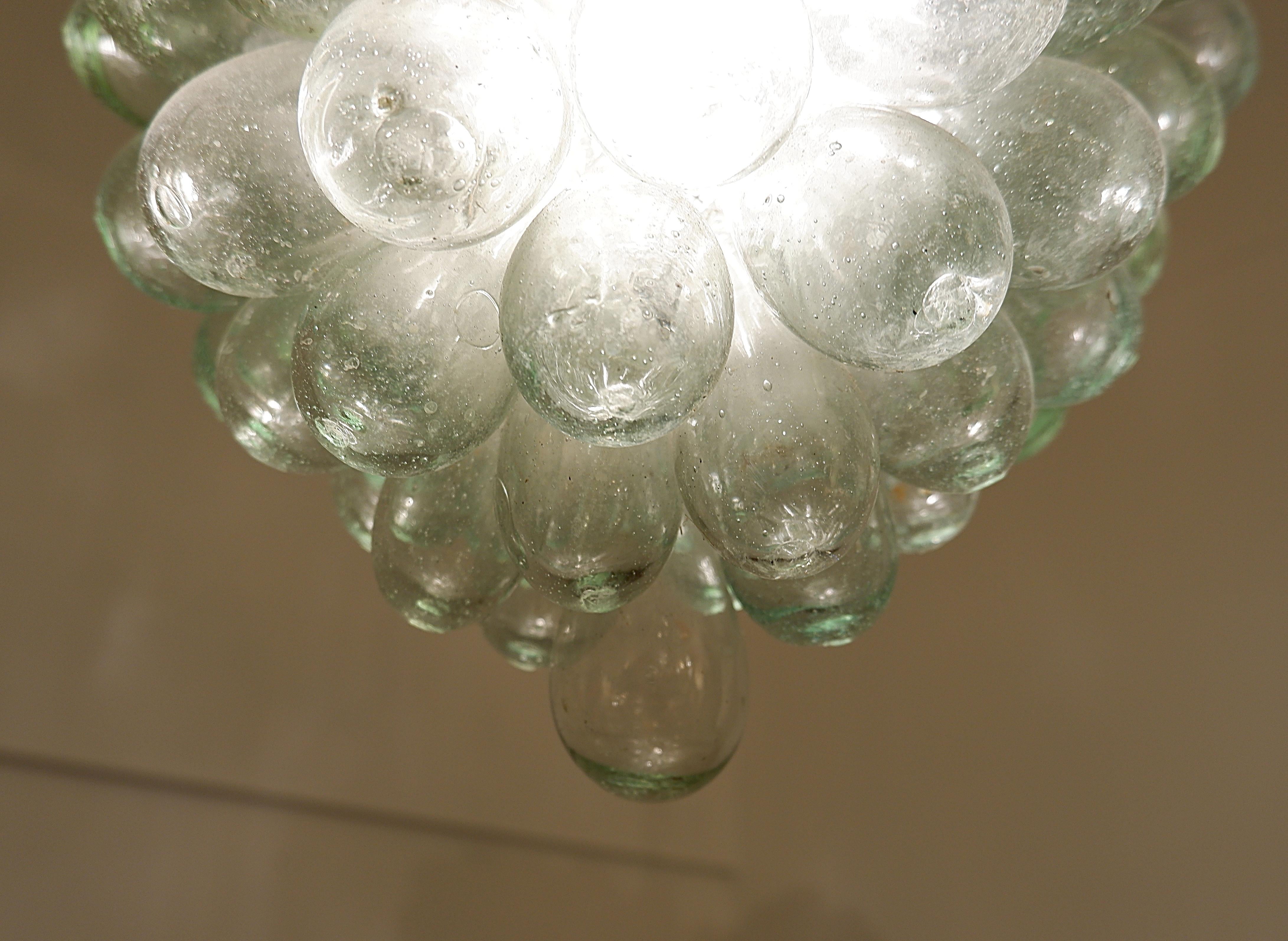 Midcentury Grape Bunch Hanging Lamp in Glass, 1970s, 2 Pairs Available In Good Condition In Brussels , BE