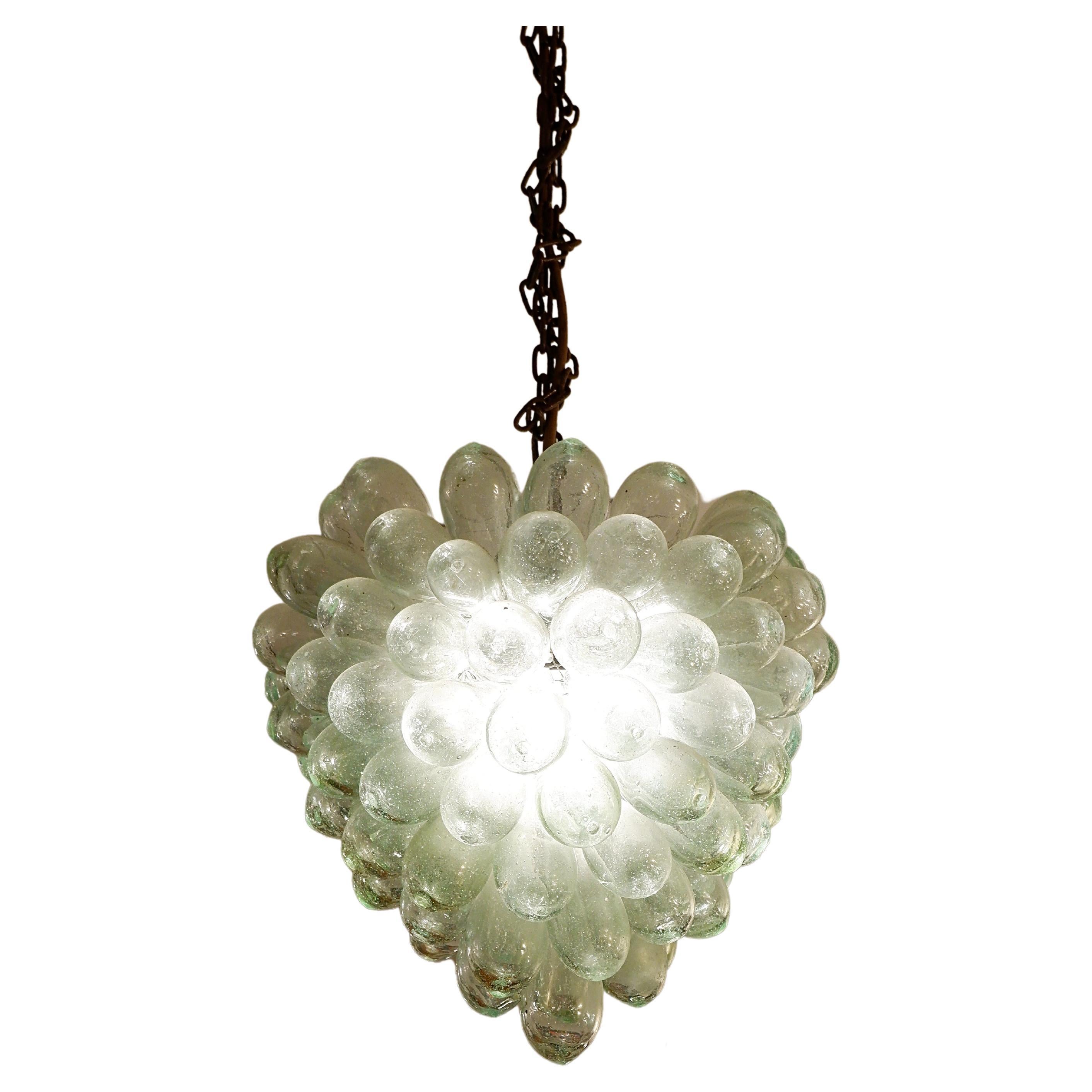 Midcentury Grape Bunch Hanging Lamp in Glass, 1970s, 2 Pairs Available