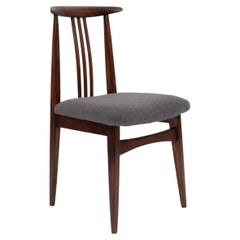 Silla Boucle Gris Grafito de Mitad de Siglo, Madera de Nogal, M. Zielinski, Europa 1960