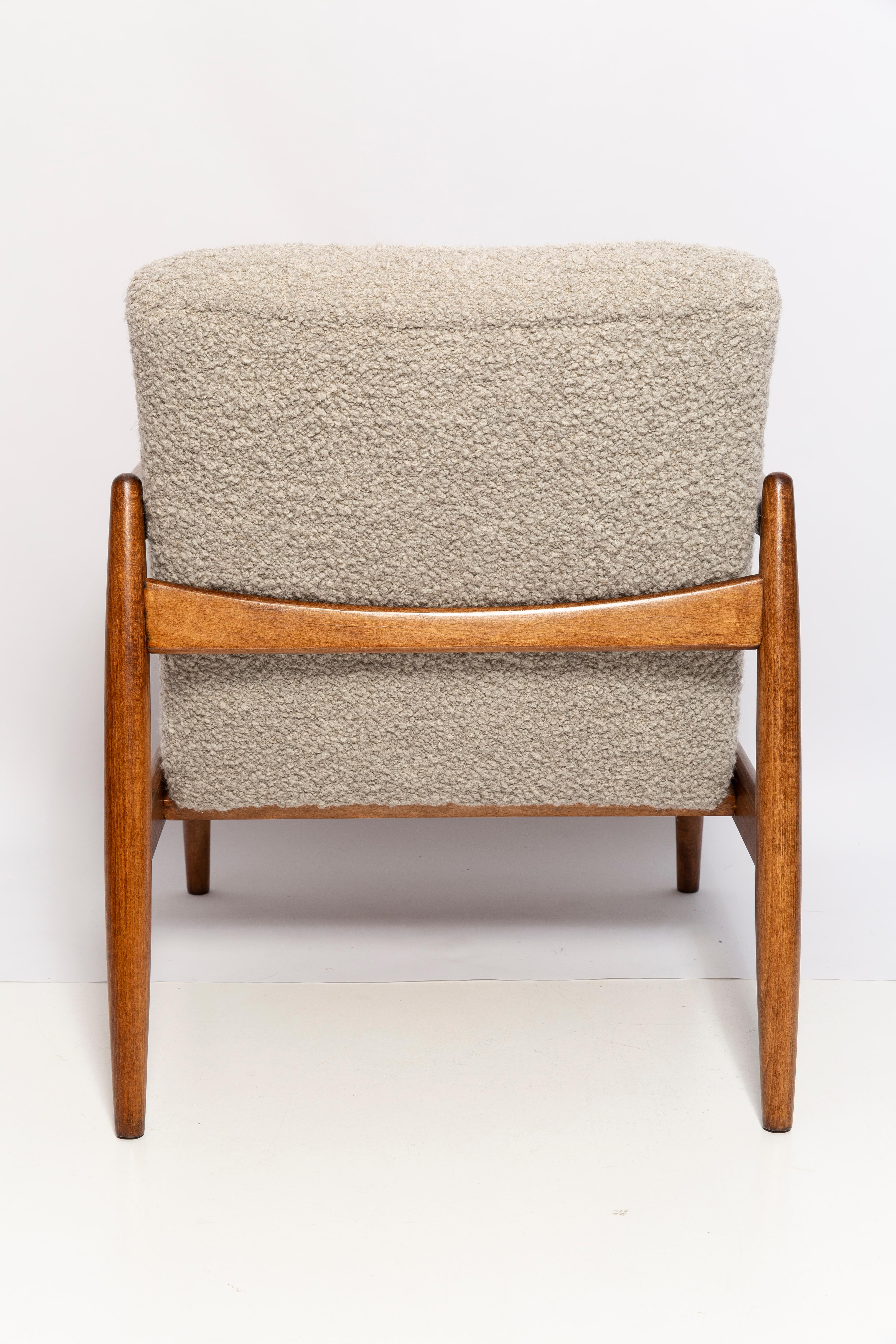 Midcentury Gray Alpaca Wool Armchair and Stool, Edmund Homa, Poland, 1960s For Sale 6