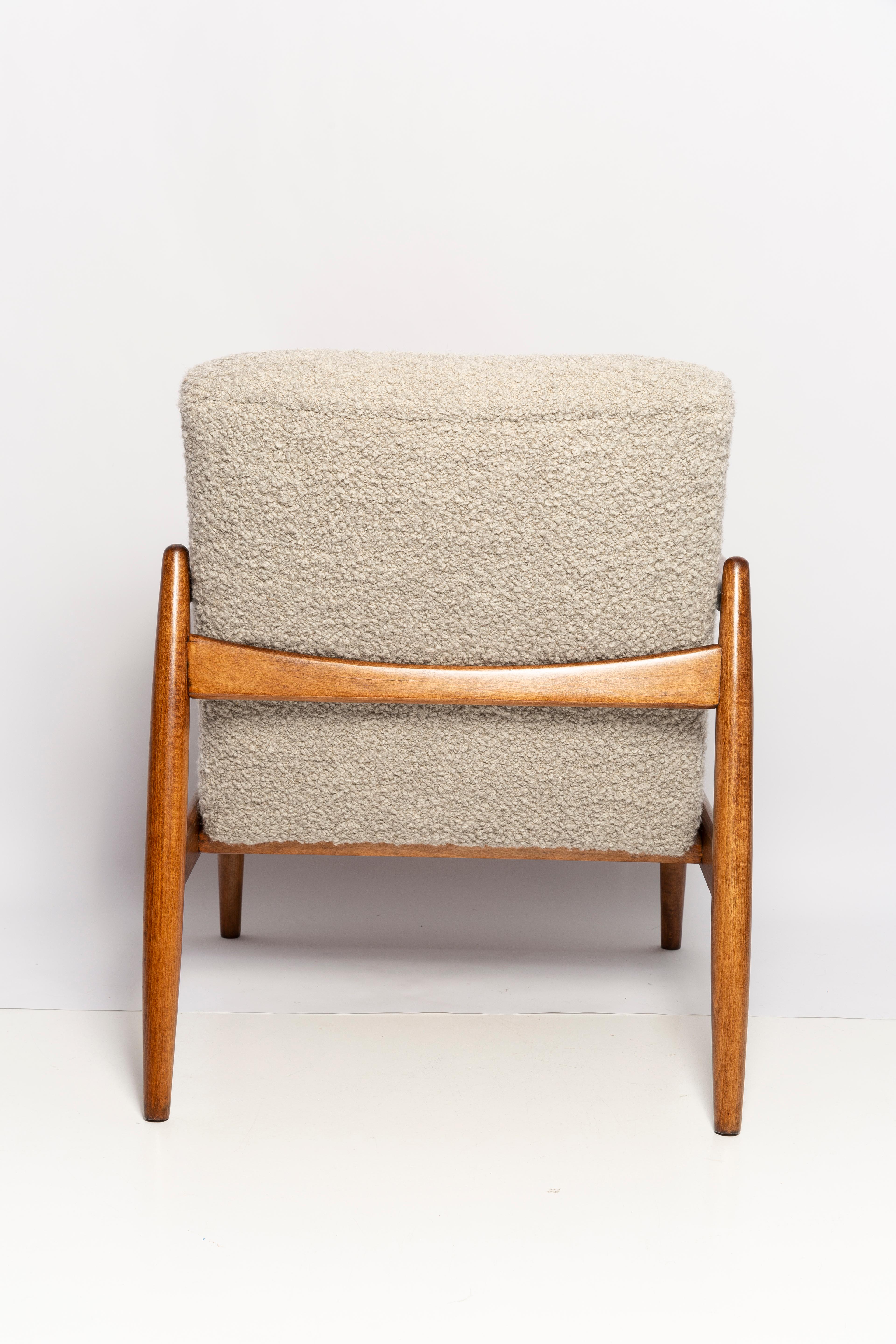 Midcentury Gray Alpaca Wool Armchair, Edmund Homa, Poland, 1960s For Sale 2