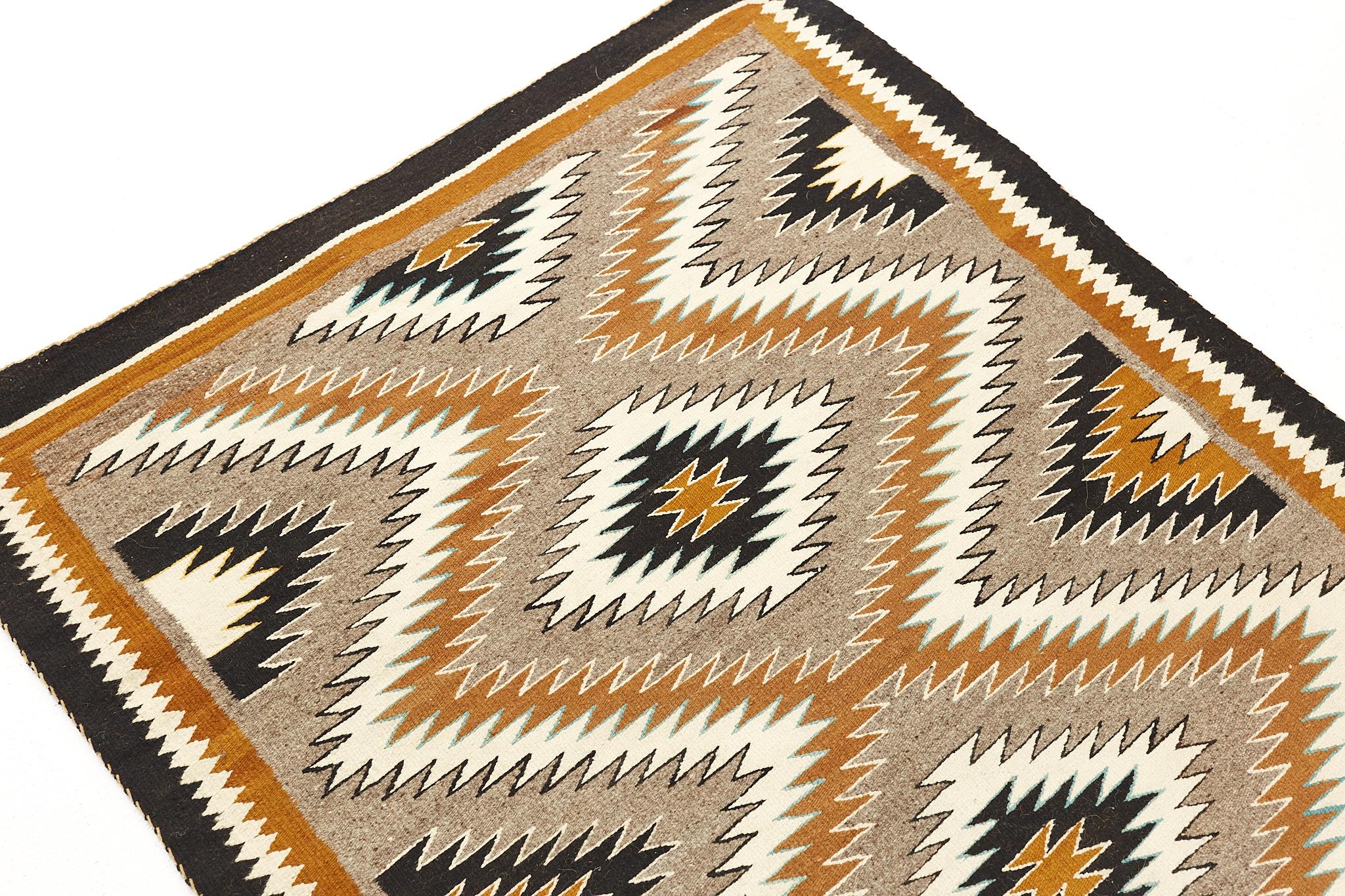 American Mid Century Gray and Brown Flat Weave Wool Rug For Sale