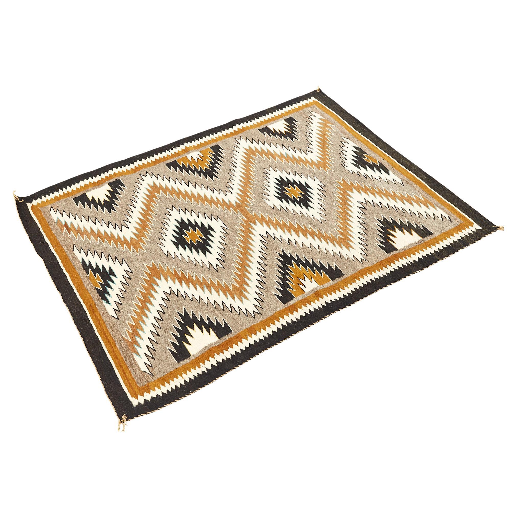 Mid Century Gray and Brown Flat Weave Wool Rug For Sale