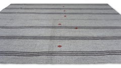 Mid-Century Gray and Ivory Mazandaran Kilim 7'4''x10'4''