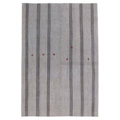 Mid-Century Gray and Ivory Mazandaran Kilim 7'4''x10'4''