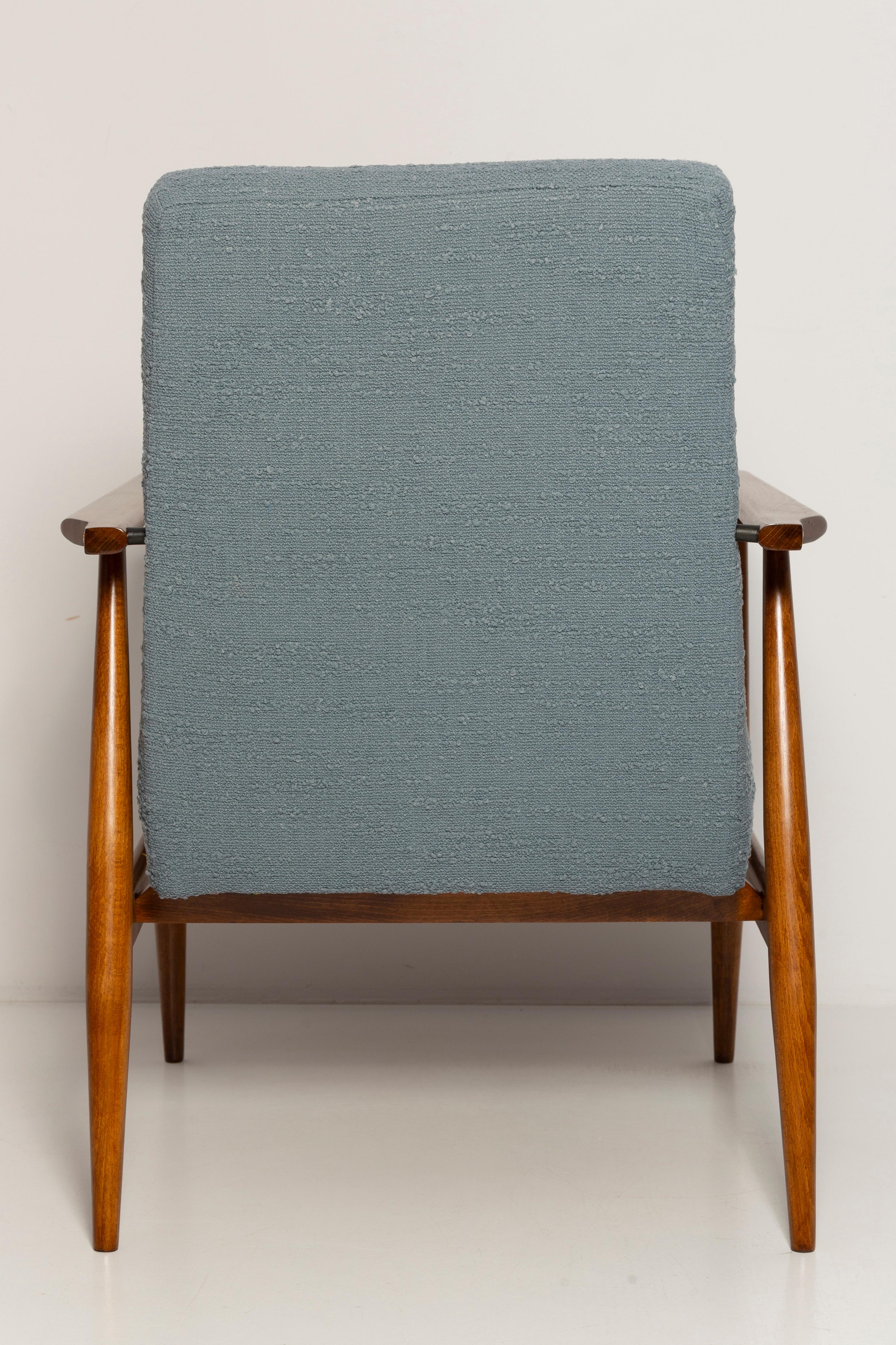 Mid-Century Gray Blue Boucle Dante Armchair, H. Lis, 1960s For Sale 3