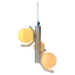 Mid Century Gray Bony Design Pendelleuchte mit Opalglasschirmen, 1970er Jahre