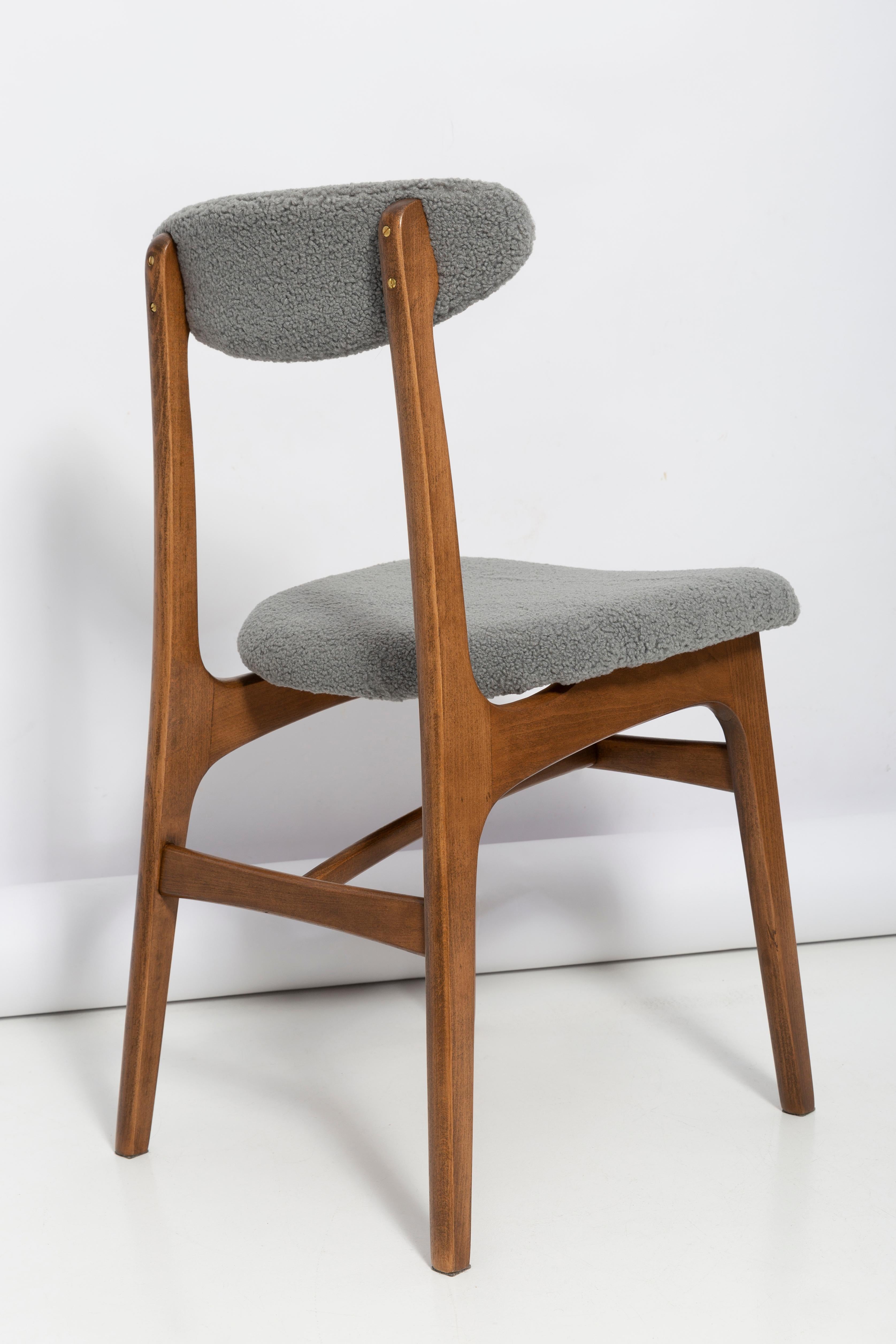 Mid-Century Modern Mid Century Gray Boucle Chair Designed by Rajmund Halas, Poland, 1960s For Sale