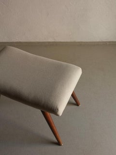 Mid-Century Gray Cotton Ottoman, 1960s