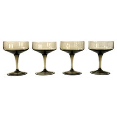 Mid Century Gray Coupe Glasses - Set of 4
