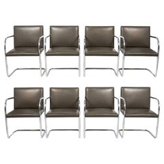 Used Mid Century Gray Leather Brno Chairs by Mies van der Rohe for Knoll