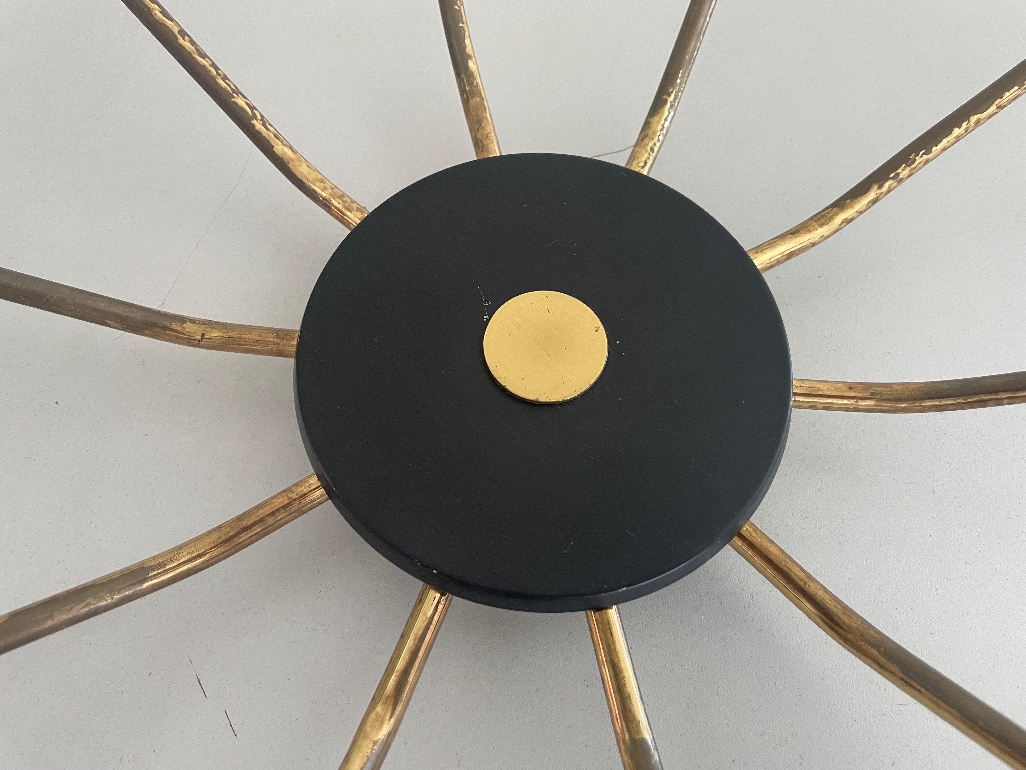 Mid-century Gray Metal and Brass Body 10-armed Ceiling Lamp, 1950s, Germany For Sale 4