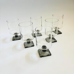 Bicchieri a stelo grigi di metà secolo - Set di 6 bicchieri