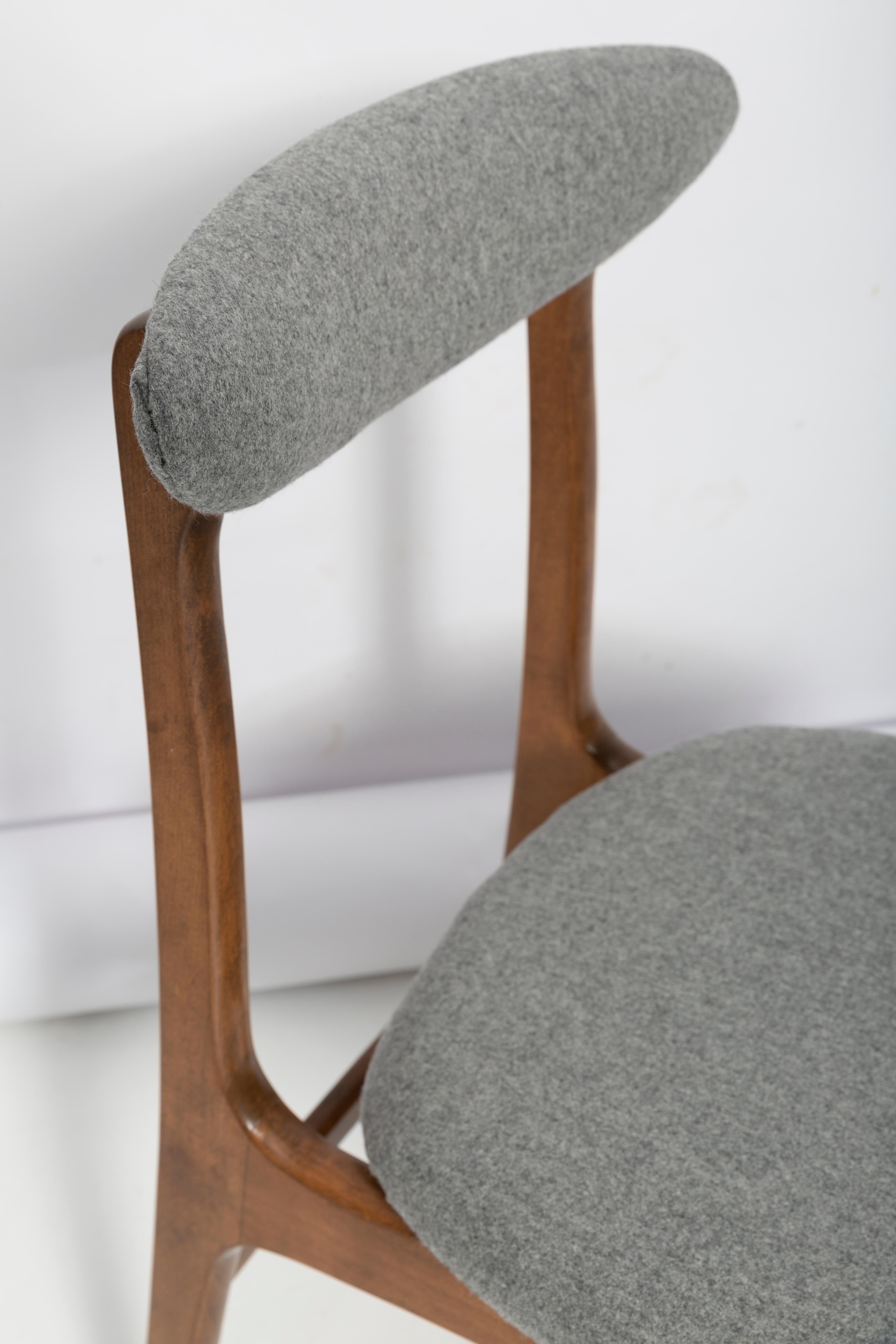 Mid-Century Modern Mid Century Gray Wool Chair Designed by Rajmund Halas, Poland, 1960s For Sale