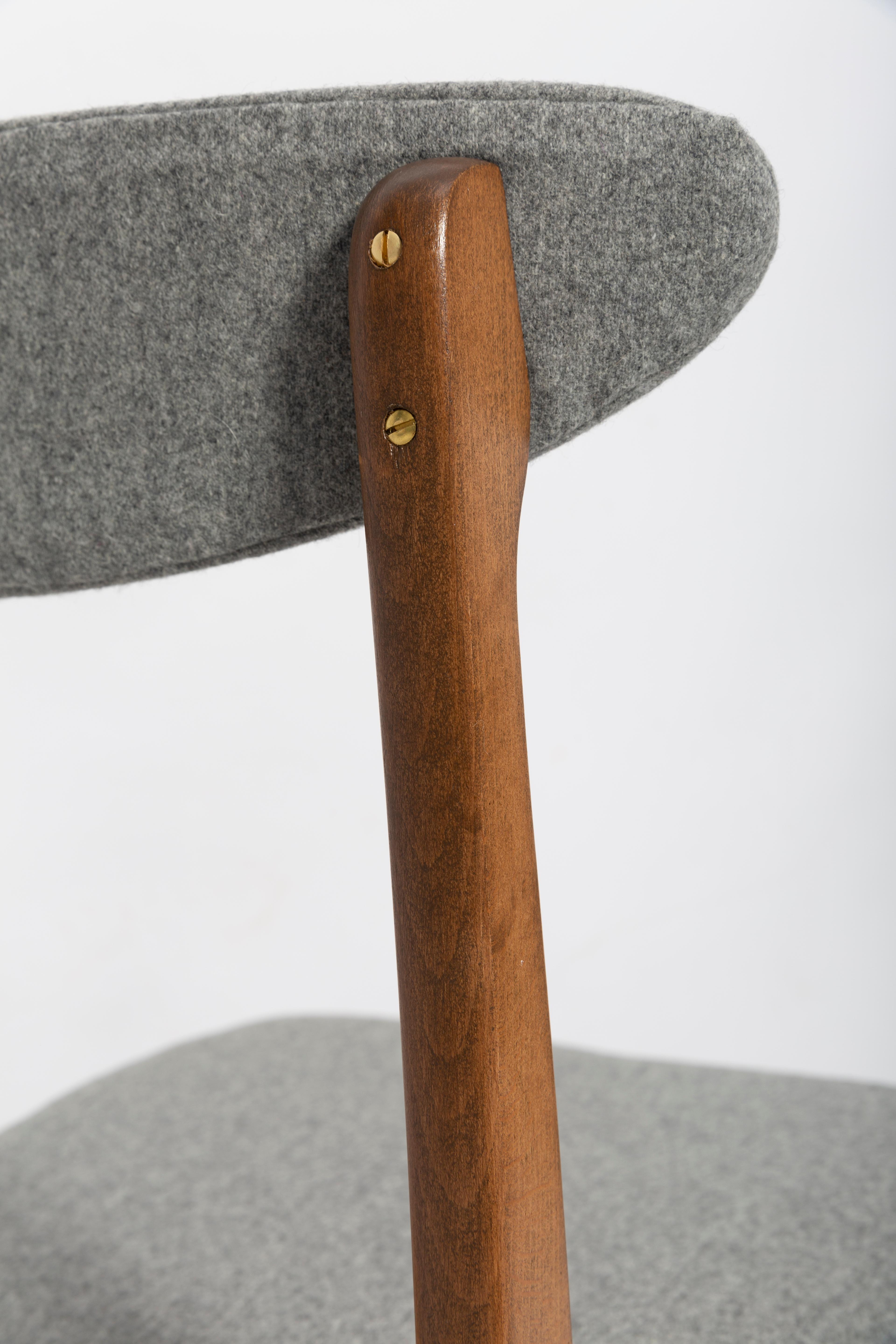 Textile Mid Century Gray Wool Chair Designed by Rajmund Halas, Poland, 1960s For Sale