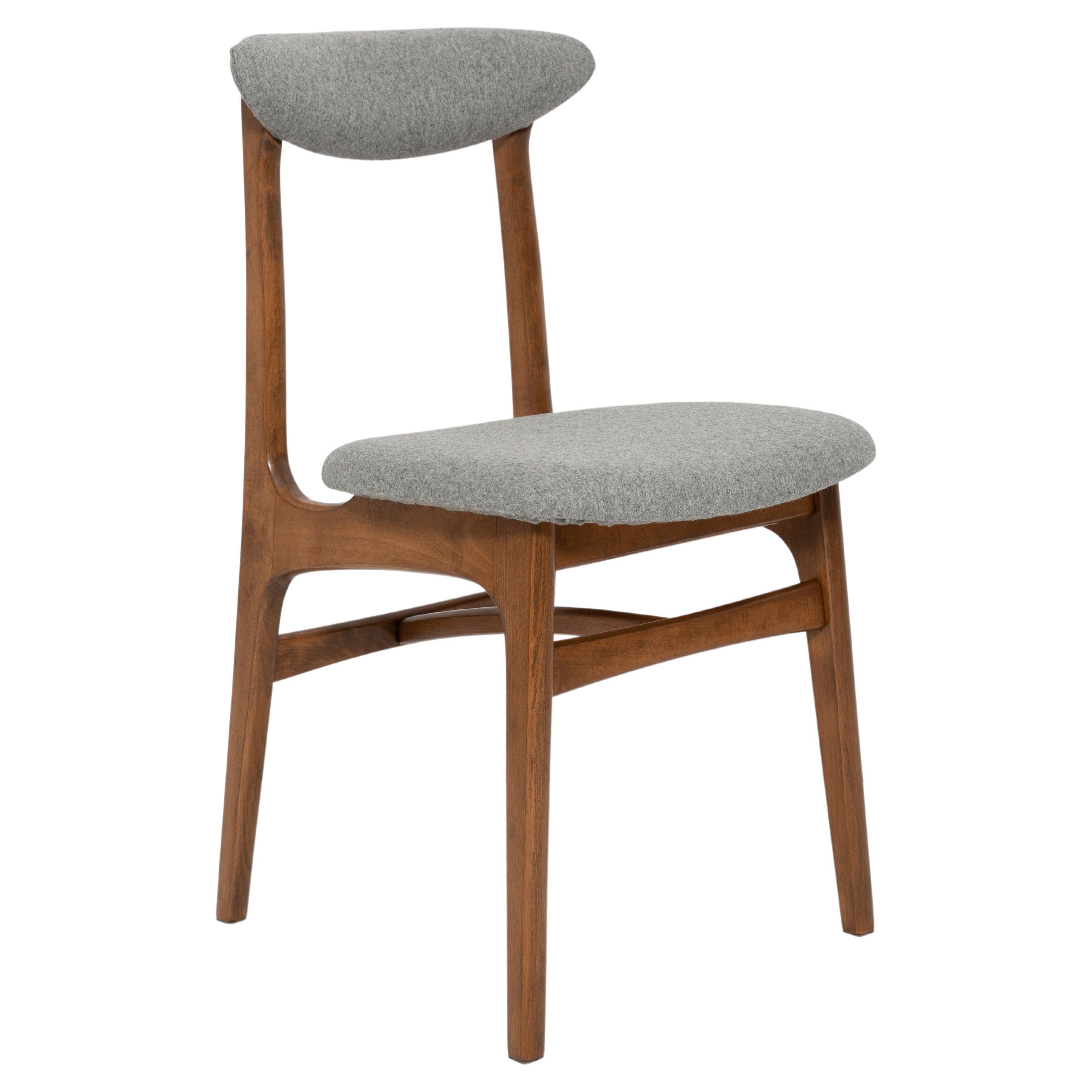 Mid Century Gray Wool Chair Designed by Rajmund Halas, Poland, 1960s For Sale