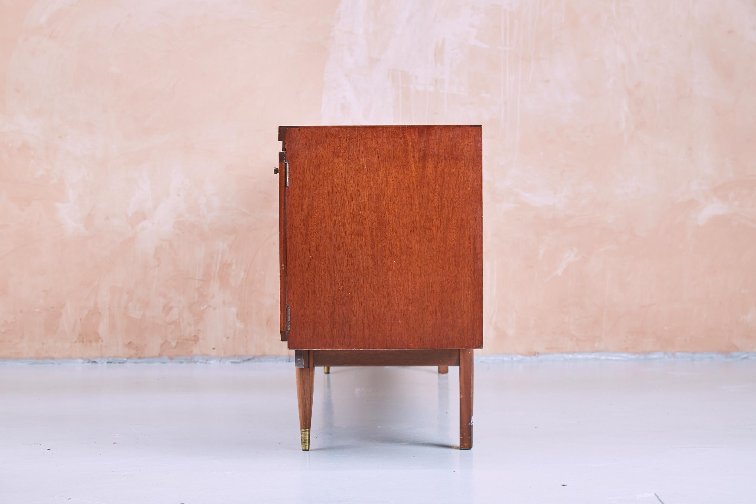 Mid Century Greaves and Thomas Sideboard, Flame Mahogany and Teak, 1960s In Fair Condition For Sale In London, GB