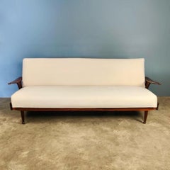 Mid Century Greaves & Thomas Rare Arms Sofa Bed Settee Velvet Vintage Retro MCM