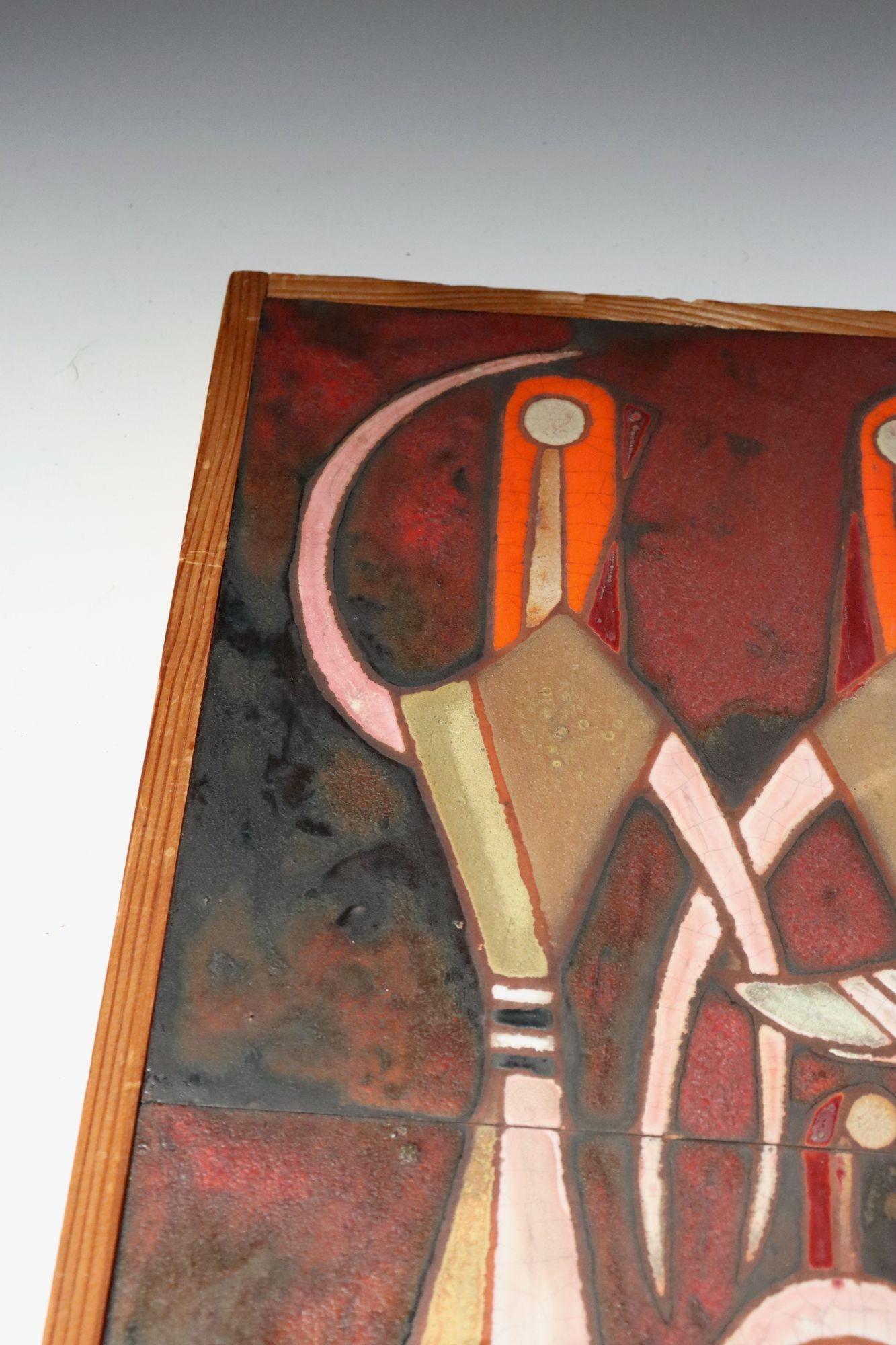 Mid-Century Greek Figural Handmade Ceramic Tile Wall Art by Panos Valsamakis For Sale 5