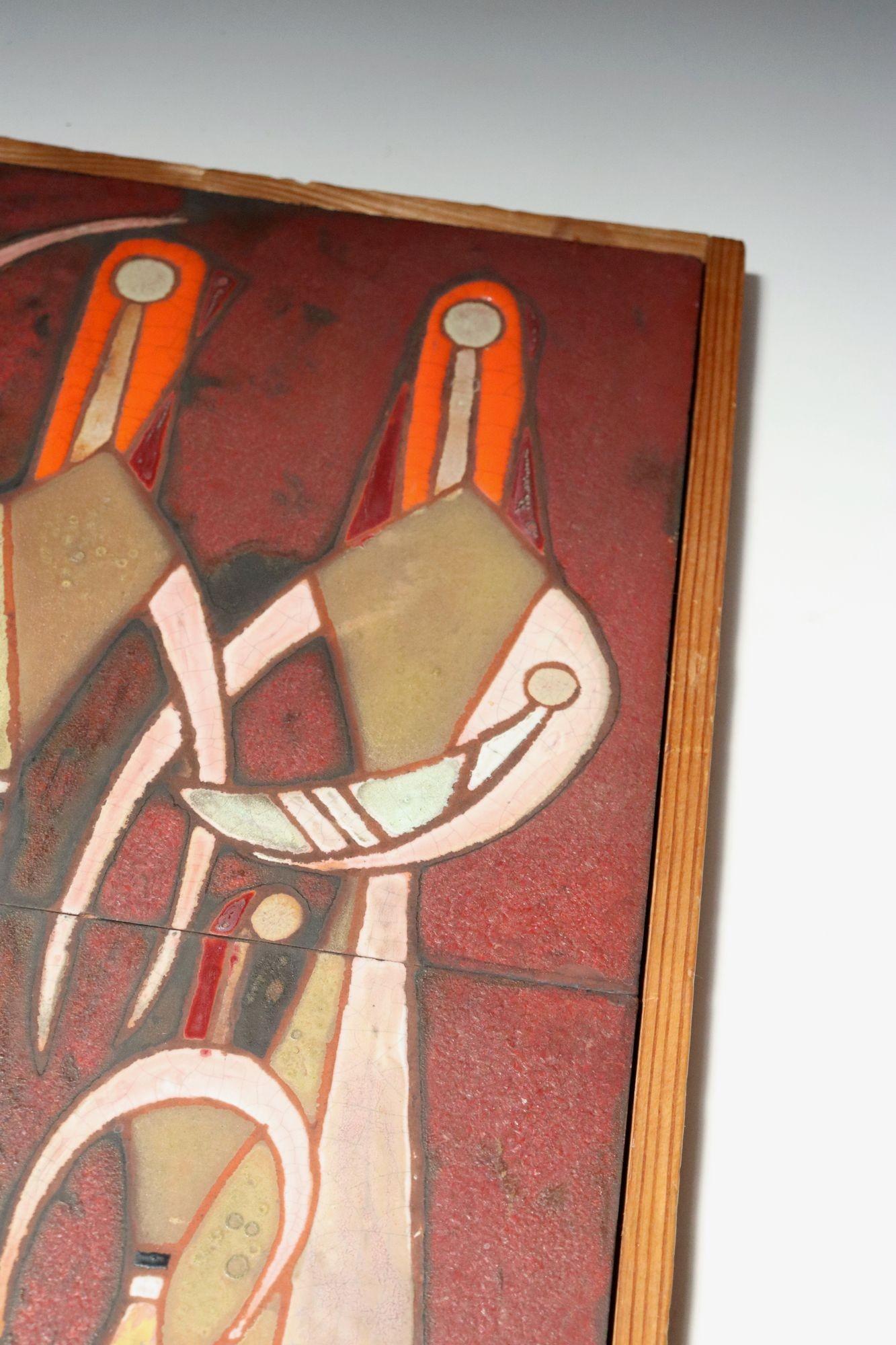 Mid-Century Greek Figural Handmade Ceramic Tile Wall Art by Panos Valsamakis For Sale 6