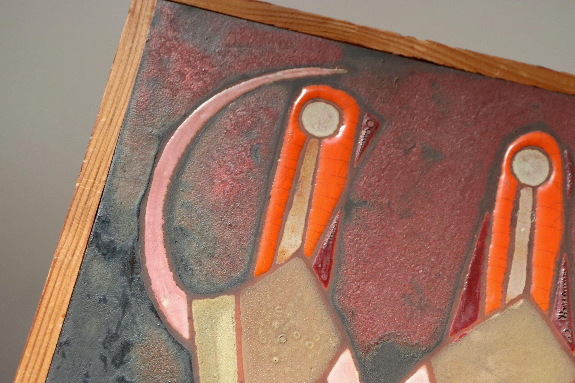 Mid-Century Greek Figural Handmade Ceramic Tile Wall Art by Panos Valsamakis For Sale 7